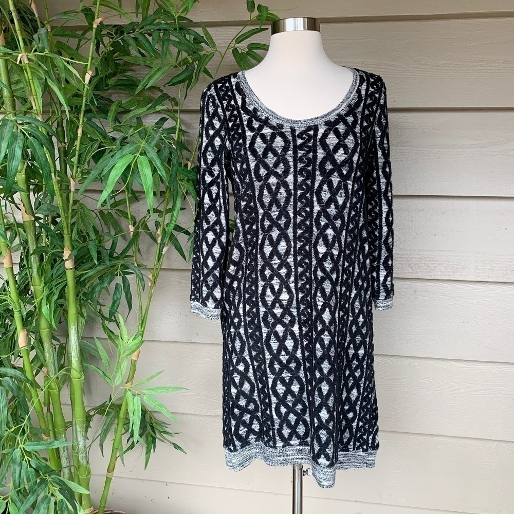 Anthropologie Moth Gray & Black Sweater Dress - Picture 1 of 6